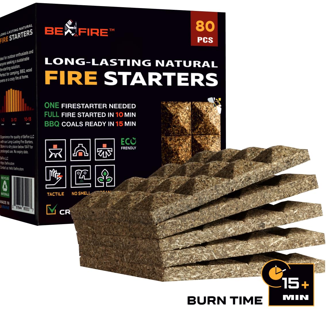BlazeCore - Long-Lasting Natural Fire Starters (80 Count)